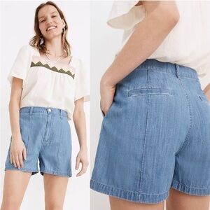 Madewell pintuck denim chambray high rise shorts 29